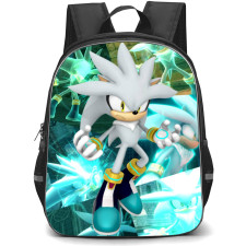 Sonic The Hedgehog Silver The Hedgehog School Backpack StudentPack - Silver The Hedgehog Portrait Collage Background