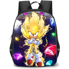 Sonic The Hedgehog Super Sonic School Backpack StudentPack - Super Sonic Illustrations Gems Background