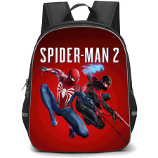 Spider man 2 Backpack StudentPack - Miles And Peter Poster Red Background