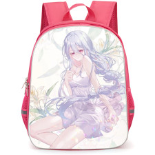 So I Am A Spider So What Shiraori Backpack StudentPack - Shiraori Sitting Anime Drawing On White Background