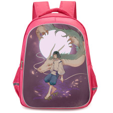 Spirited Away Haku Backpack StudentPack - Haku Spirit Holding Moon Purple Background