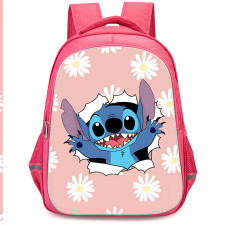 Lilo & Stitch Backpack StudentPack - Stitch Surprise With Floral Background Cartoon Art