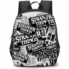 Stranger Things Backpack School Bag StudentPack - Stranger Things Vintage Hawkins Newspaper Collage Poster