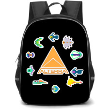Subnautica Backpack School Bag StudentPack - Subnautica Alterra Logo Pixel Fish Retro Sticker