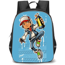 Subway Surfers Jake Backpack StudentPack - Subway Surfers Jake Jumping On Blue Background