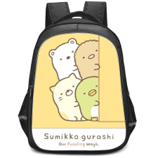 Sumikko Gurashi Backpack StudentPack - Sumikko Gurashi Peeking From Door Yellow Background