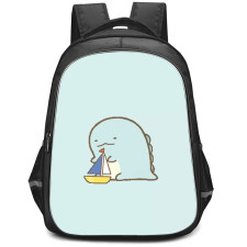 Sumikko Gurashi Tokage Backpack StudentPack - Tokage Playing With Boat Blue Background