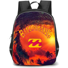 Surfing Billabong Backpack StudentPack - Surfing Billabong Logo On Sunset Orange Wave Background
