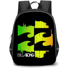 Surfing Billabong Backpack StudentPack - Surfing Billabong Surf Academy Logo On Grean Red Leaf Background