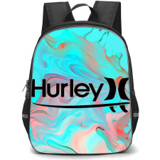 Surfing Hurley Backpack StudentPack - Surfing Hurley Logo On Cyan Abstract Paint Splash Poster