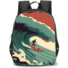 Surfing Backpack StudentPack - Surfing Man Surfing On Big Wave Minimalist Art Poster