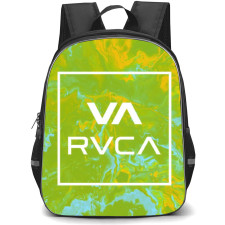 Surfing RVCA Backpack StudentPack - Surfing RVCA Logo On Abstract Yellow Green Liquid Background