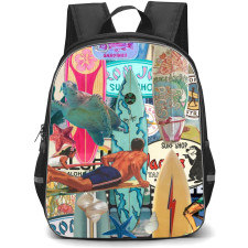 Surfing Backpack StudentPack - Surfing Sticker Mania Collage Poster