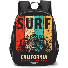 Surfing Backpack StudentPack - Surfing Surf California Summer Time 2020 Illustration Art On Black Background