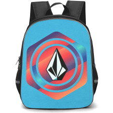 Surfing Volcom Backpack StudentPack - Surfing Volcom Logo Icon On Pattern With Tropical Fruits And Plam Leaves Background