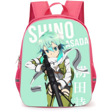 Sword Art Online Sinon Backpack Student Pack - Sinon Holding Weapon Aqua Background