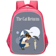 The Cat Returns Backpack StudentPack - The Cat Returns Haru And Baron Holding Umbrella On Gray Background