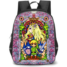 The Legend Of Zelda Backpack StudentPack - Princess Zelda And Link Stained Glass