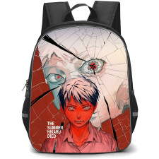 The Summer Hikaru Died Backpack School Bag StudentPack - Yoshiki Tsujinaka And Hikaru Indo Fierce Glass Cracked Portrait Poster