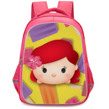 Disney Tsum Tsum Ariel Backpack StudentPack - Ariel Avatar On Colored Ice Cream Background