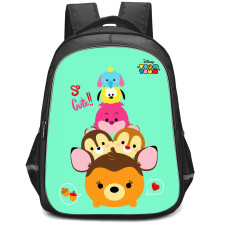 Disney Tsum Tsum Backpack StudentPack - Disney Tsum Tsum Cute Character On Green Background