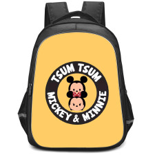 Disney Tsum Tsum Backpack StudentPack - Disney Tsum Tsum Mickey And Minnie Logo On Orange Background