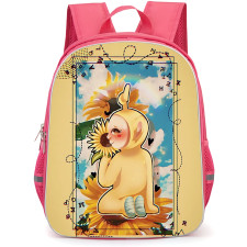 Teletubbies Laa Laa Backpack StudentPack - Laa Laa Holding Sunflower Illustration