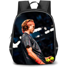 Andrey Rublev Backpack School Bag StudentPack - Andrey Rublev Serve Prep Pose in Black Shirt