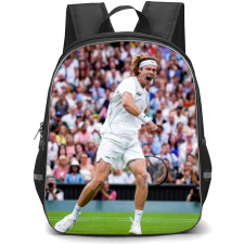 Andrey Rublev Backpack School Bag StudentPack - Andrey Rublev In White Outfit Celebration Pose