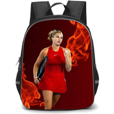 Aryna Sabalenka Backpack School Bag StudentPack - Aryna Sabalenka Wearing Red With Fire and Red Color in Background