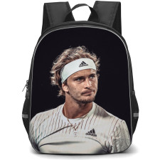 Alexander Zverev Backpack School Bag StudentPack - Alexander Zverev Smirk Face Portait in Black Background