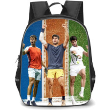 Carlos Alcaraz Backpack School Bag StudentPack - Carlos Alcaraz Celebrate Trio Collage Poster
