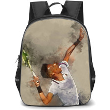 Felix Auger Aliassime Backpack School Bag StudentPack - Felix Auger Aliassime Striking Up Side Portrait Cartoon Art