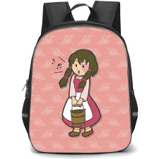 Tales of Earthsea Therru Backpack School Bag StudentPack - Therru Chibi Art On Dragon Pattern Art Background