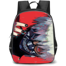 Tokyo Ghoul Ken Kaneki Backpack StudentPack - Ken Kaneki Head Portrait Watercolor Art Red Background