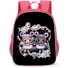 Tokidoki Backpack School Bag StudentPack - DonutiniAnd Chocotella Portrait In Black Background
