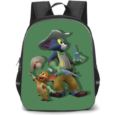 Tom and Jerry Backpack StudentPack - Tom and Jerry 3d Art Cowboy Outfit Green Background