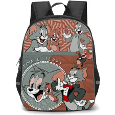 Tom and Jerry Backpack StudentPack - Tom and Jerry Brown Gray Illustration