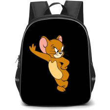 Tom and Jerry Jerry Backpack StudentPack - Jerry Grumpy Standing Hands on the Wall Black Background
