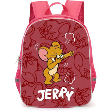 Tom and Jerry Jerry Backpack StudentPack - Jerry Laughing Red Faces Background