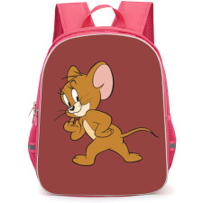 Tom and Jerry Jerry Backpack StudentPack - Jerry Looking Back Maroon Background