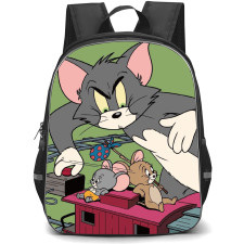 Tom and Jerry Backpack StudentPack - Tom and Jerry Playing In Train Sage Background
