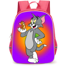 Tom and Jerry Backpack StudentPack - Tom and Jerry Standing Portrait Yellow Sun Violet Background