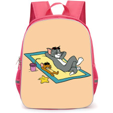 Tom and Jerry Backpack StudentPack - Tom and Jerry Sunbathing Beige Background