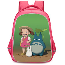 My Neighbor Totoro Backpack StudentPack - My Neighbor Totoro Mei And Totoro Standing On Green Background