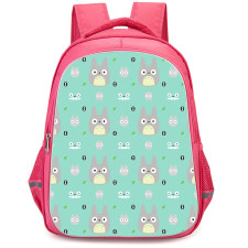 My Neighbor Totoro Backpack StudentPack - My Neighbor Totoro Spoonflower Pattern Art On Cyan Background