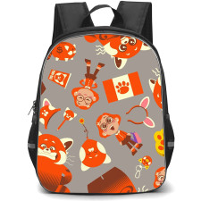 Turning Red Backpack StudentPack - Turning Red Character Pattern Art On Gray Background