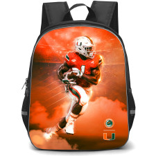 NCAA Cam Ward Miami Hurricanes Football College University Backpack School Bag StudentPack - Miami Hurricanes Cam Ward Holding Ball with Orange Black Background