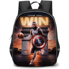 United States National Basketball Team 2024 Lebron James Backpack Student Pack - Lebron James Captain America Shield Win Poster