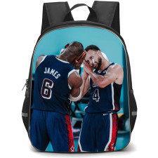 United States National Basketball Team 2024 Backpack Student Pack - Lebron James And Stephen Curry Mocking Sleep